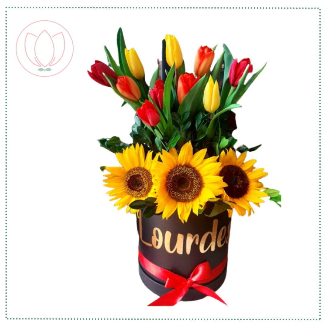 Box Tulipán y Girasoles - Aurora Florerias